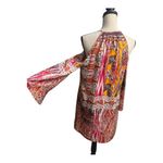 Pearl 88 Cold Sleeve Shoulder Multicolor Patterned Dress Size M Red Size M Photo 1