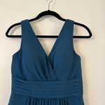 Azazie Turquoise Blue Bridesmaid Dress with Pockets Pleated Chiffon Short Sz 10 Photo 2
