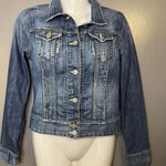 Lucky Brand Denim Jacket Womens XS Blue Medium Wash Trucker Button Stretch Slim Photo 0