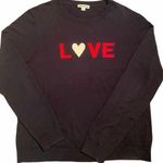 Whistles LOVE Navy Sweater Large Sz 12 Valentine Heart Crew Neck Preppy Blue Photo 0