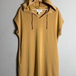 Magaschoni Hooded Sweatshirt Mini Dress Women's Large Gold Sleeveless Casual Photo 3