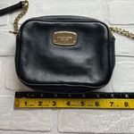 Michael Kors Crossbody Bag Black Leather Gold Chain Strap Zip Card Slots Small Photo 9