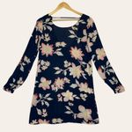 Billabong  Blue Floral Dress Heart Strayed‎ Back Strap Long Sleeves A-Line Small Photo 2