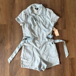 Blasce Los Angeles Denim Romper Short Sleeve Belted Collared Zip Up Blue Medium Photo 0