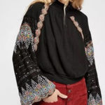 Free People Technicolor dream embroidery metallic waffle dolman crop XS Photo 0