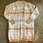 Pink Lily Pink and Tan Button Down Cardigan Photo 0