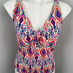 Boden Geometric Tie Front Patterned One Piece Swimsuit 12 Photo 0