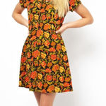 ASOS  Floral Skater Mini Dress Sz‎ 6 Photo 0