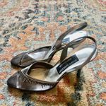 Stuart Weitzman  Vintage Silver Leather Crystals Mesh Slingback Pumps Heels 7N Photo 3