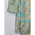 Sigrid Olsen  Womens Paisley V Neck Puff Smocked Sleeve Blouse Mint Green Size XS Photo 6