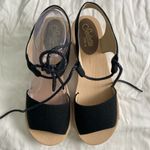 Sedette Sandal Co. Black Canvas & Wood Platform Wedge Retro Sandals Size 9.5 Photo 8