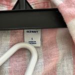 Old Navy White Pink Linen/Cotton Striped Shirt L Photo 5