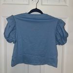 ZARA NWOT  Light Blue Puff Sleeve Tee Photo 1