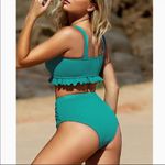 Cupshe  Teal New High Waist Bandeau Bikini Photo 2