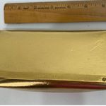 Tory Burch Gold Metallic Structured Clutch With Velvet Lining & Brass Details 2s Photo 6