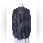 Pacific&Co . Silk Striped Shirt Blouse, Navy Blue White Size XS MSRP $495 Photo 2