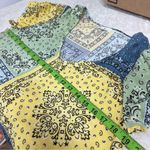 True Craft  Multicolor Patchwork Mini Dress tunic L v-neck flowy flutter sleeve Photo 3