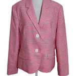 Le Suit  Women's Pink Striped Blazer Size 14 Pink and White Blazer Photo 0