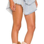 Mother Womens Layered Ruffle Mini Raw Edge Skirt‎ Blue Denim Light Wash Size 27 Photo 0