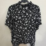 Ann Taylor Black White Floral High Neck Smocked Waist Short Sleeve Top XXL Photo 7