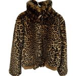 Generation Love  Heidi Bomber Jacket Leopard Print Faux Fur Pockets Brown Large Photo 1