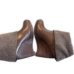 Max Studio Y2K brown leather Sherpa fur buckle,  boot size 7.5-8 like new Photo 6