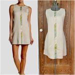 Anthropologie Liberty Garden Faux Suede w/Center Snake Stripe Shift Dress Sz L Green Size L Photo 1