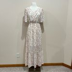 Cream Floral Tiered Maxi Dress Size Large Orange Photo 8