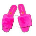 Olivia Miller NEW  Faux Fur Bright Pink Rhinestone Studded Sandal Photo 3