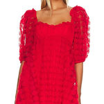 For Love & Lemons  Hannah Mini Dress – Red Rosette Chiffon, Women’s Size S Photo 0