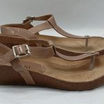 Cordani Gene Thong Wedge Sandal Womens 5.5 Tan Patent Leather Platform Shoes Photo 0