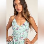 Lulus  Bliss Abound Light Blue Floral Print Tiered Midi Dress size M Photo 1