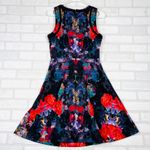 Nicole Miller  Women's Size S Sleeveless Fit Flare Dress Bold Floral Print Photo 11