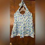 Blue & white floral halter top Photo 1
