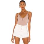 Free People  Women’s Lea Floral Embroidery Bodysuit – Pearl Pink – Size S NWT Photo 7