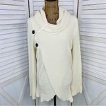 Unbranded Waffle Knit Cowl Neck Split Front Sweater Cream Large Photo 1
