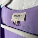 Everly  Floral Pleated 3/4 Sleeve V-Neck Ruffle Romper Medium Purple Lightweight Photo 3