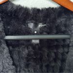 AQUA by Bloomingdale’s faux fur black v neck vest size M Photo 4