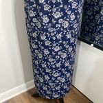 VNTG 90s FLORAL SILK MAXI SKIRT NAVY WITH CREAM FLOWERS PRINTED ALL OVER LINED Blue Size M Photo 3