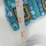 VINTAGE LINEN KAFTAN COVER UP WOMENS ML EMBELLISHED STONE LONG MAXI BOHO RESORT Blue Size M Photo 2