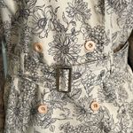 Ann Taylor  Factory Floral Beige Double Breasted Trench Coat Blazer Sz L Photo 2