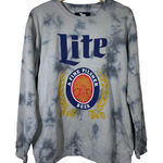 Miller Lite Sweater Womens Medium Gray‎ Sweatshirt Pullover Fleece Tie Dye Beer Gray Photo 0