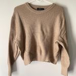 ZARA Tan Brown Cropped Chunky Knit Balloon Sleeve Pullover Sweater Photo 0