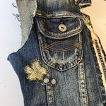 Dark Wash Distressed Embellished Distressed Denim Jean Vest XS Y2K Unbranded Blue Photo 4