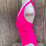 Hot Pink Halter Neck One Piece Swimsuit Ruching Slight Tummy Control Size Large Photo 3