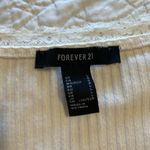 Forever 21 White Coquette Button Up Ribbed Tee with Ruffle Lace Photo 1
