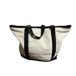 Black and White Canvas Zip Top Tote Bag with Interior Zipper Pocket Photo 2