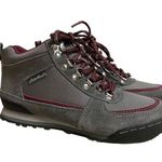 Eddie Bauer  GRAY SUEDE/ FABRIC, MAROON TRIM & LACES HIKING BOOTS WOMEN’S 6.5 Photo 0