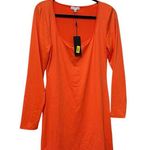 Gianni Bini  NWT Orange Icon Knit Scoop Neck Long Sleeve Mini Dress Size XL Photo 2
