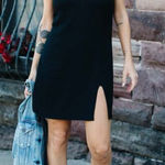 Reformation  Marlowe Mini Dress Black V-Neck Slit XS EUC Photo 0